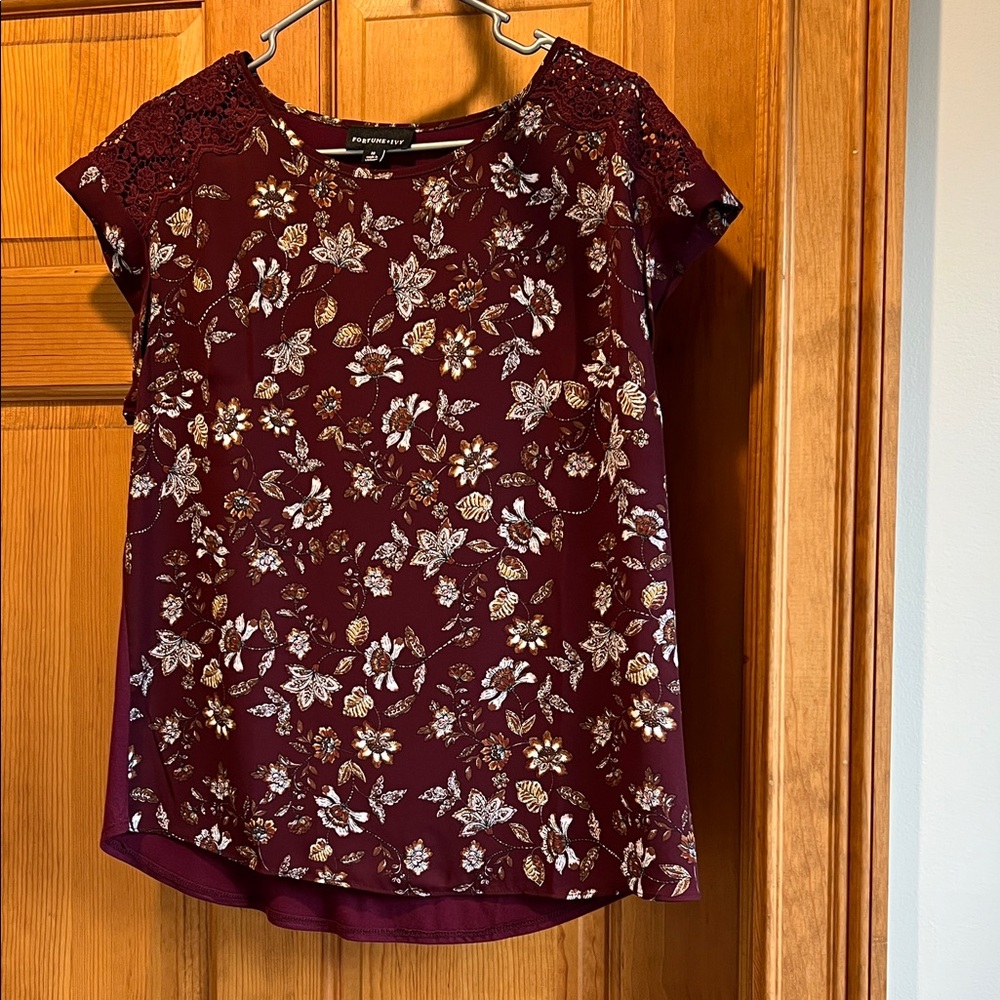 Floral Burgundy Top